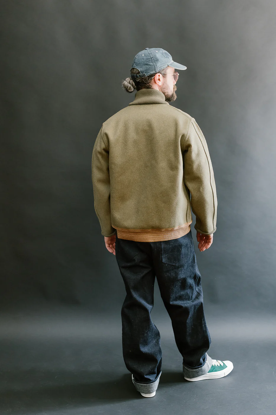 Lot 2233 - A-1 Style Melton Wool Jacket - OD Green - Image 8