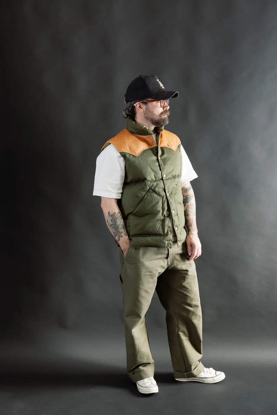 Lot 2236 - Rocky Mountain x Warehouse HBT Down Vest - OD Green - Image 11