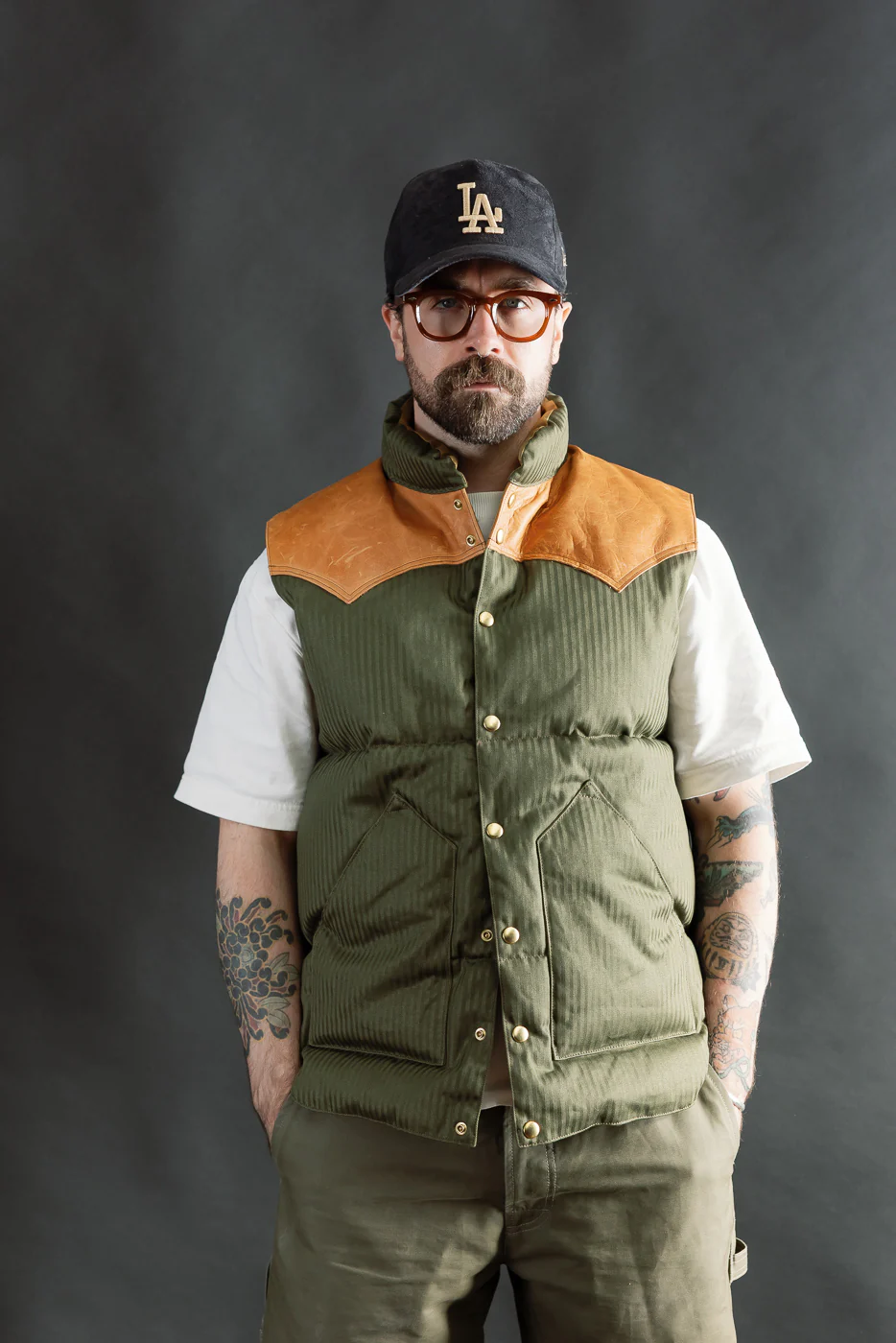 Lot 2236 - Rocky Mountain x Warehouse HBT Down Vest - OD Green - Image 13