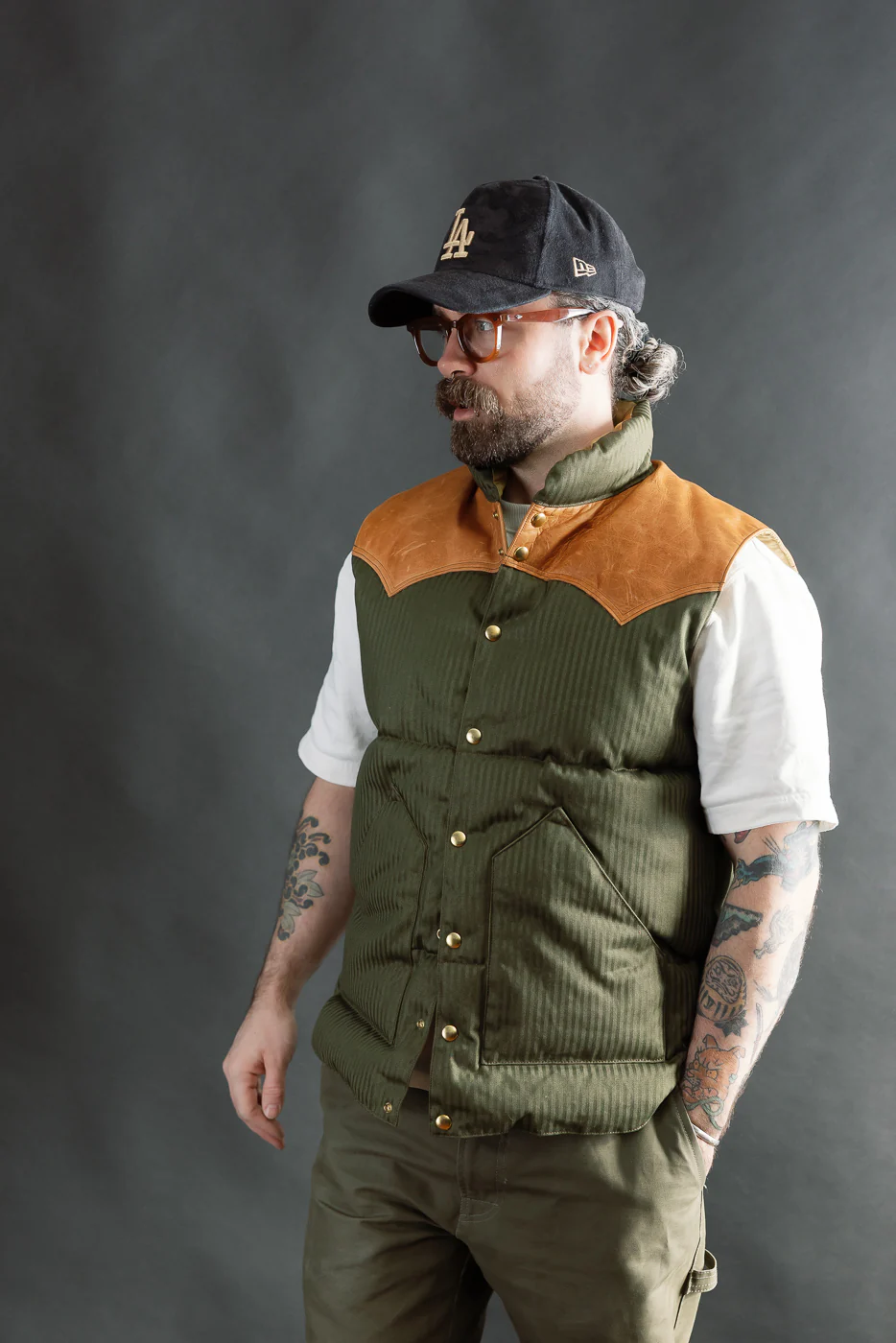Lot 2236 - Rocky Mountain x Warehouse HBT Down Vest - OD Green - Image 14
