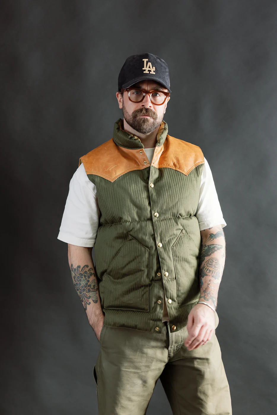 Lot 2236 - Rocky Mountain x Warehouse HBT Down Vest - OD Green - Image 18