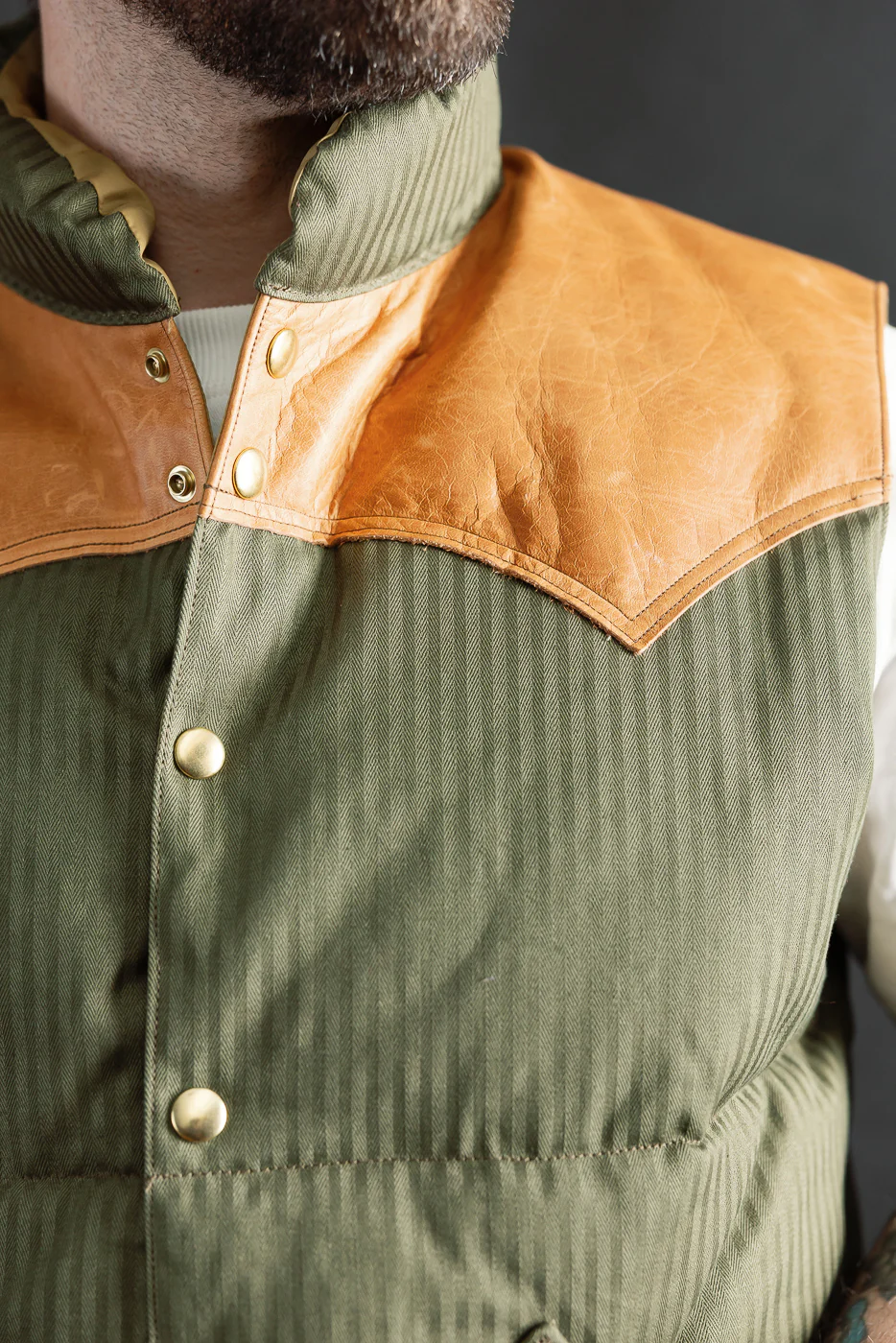 Lot 2236 - Rocky Mountain x Warehouse HBT Down Vest - OD Green - Image 21