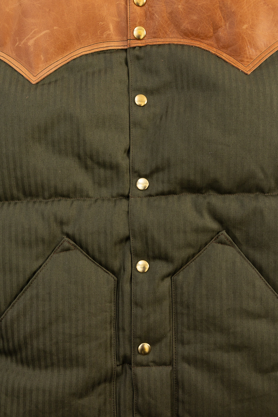 Lot 2236 - Rocky Mountain x Warehouse HBT Down Vest - OD Green - Image 3