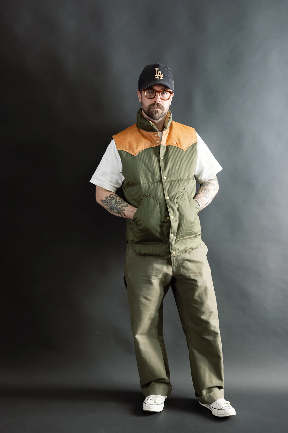 Lot 2236 - Rocky Mountain x Warehouse HBT Down Vest - OD Green - Image 6