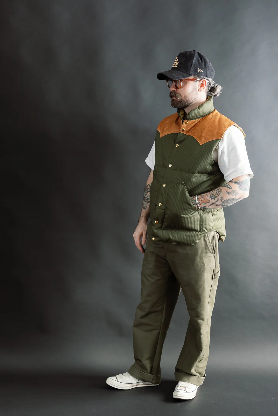 Lot 2236 - Rocky Mountain x Warehouse HBT Down Vest - OD Green - Image 7