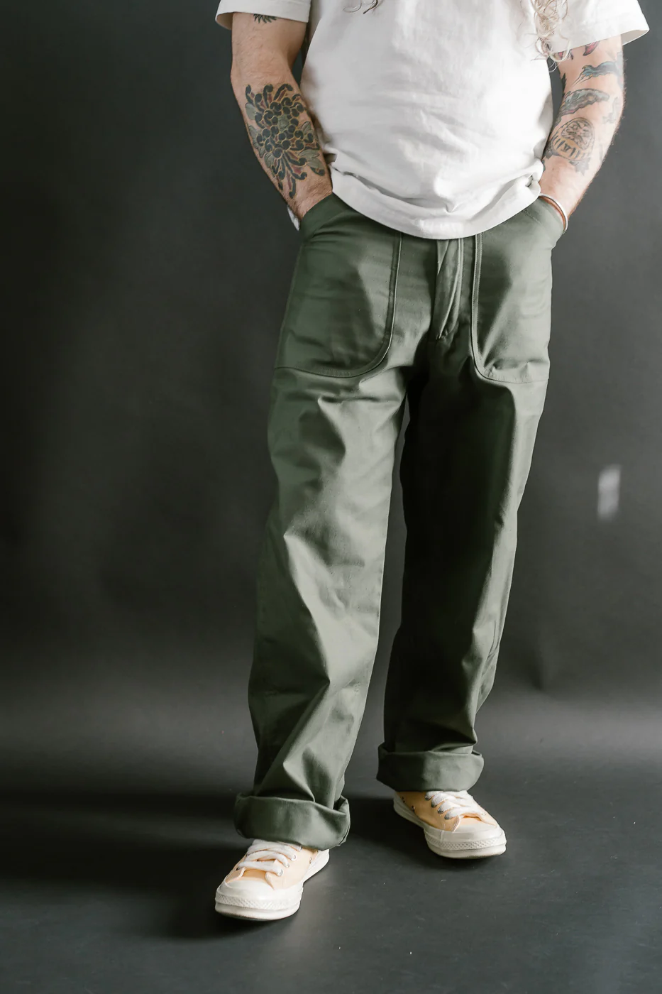 Lot 225 - Back Satin Baker Pants - OD Green - Image 10