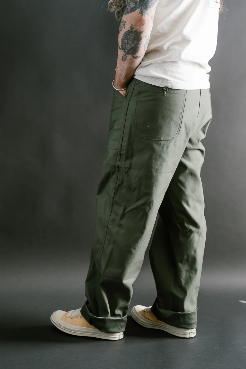 Lot 225 - Back Satin Baker Pants - OD Green - Image 13