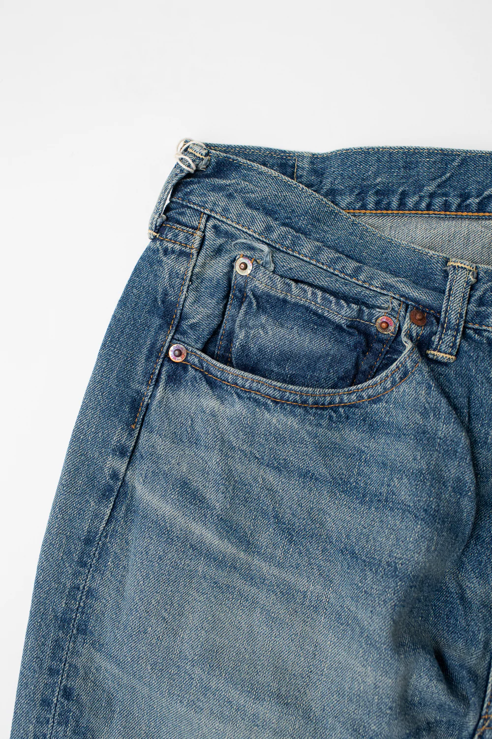 Lot 2nd-Hand - 12oz 1101 Used Wash Selvedge - Light Indigo - Image 3