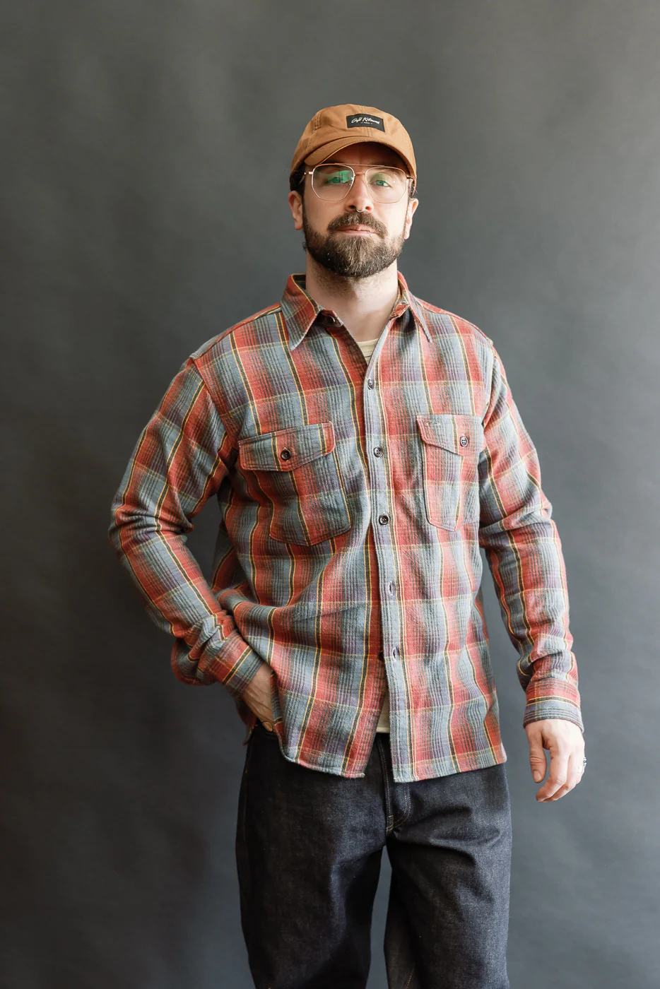Lot 3022 - Flannel Shirt w/ Chinstrap G Pattern - Red, Navy - Image 15