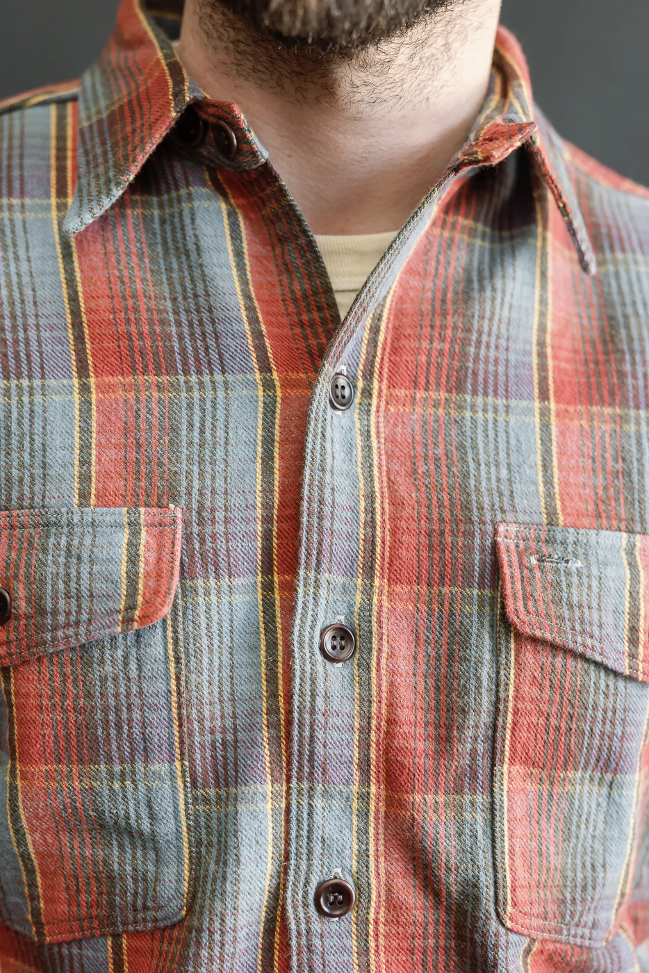 Lot 3022 - Flannel Shirt w/ Chinstrap G Pattern - Red, Navy - Image 19