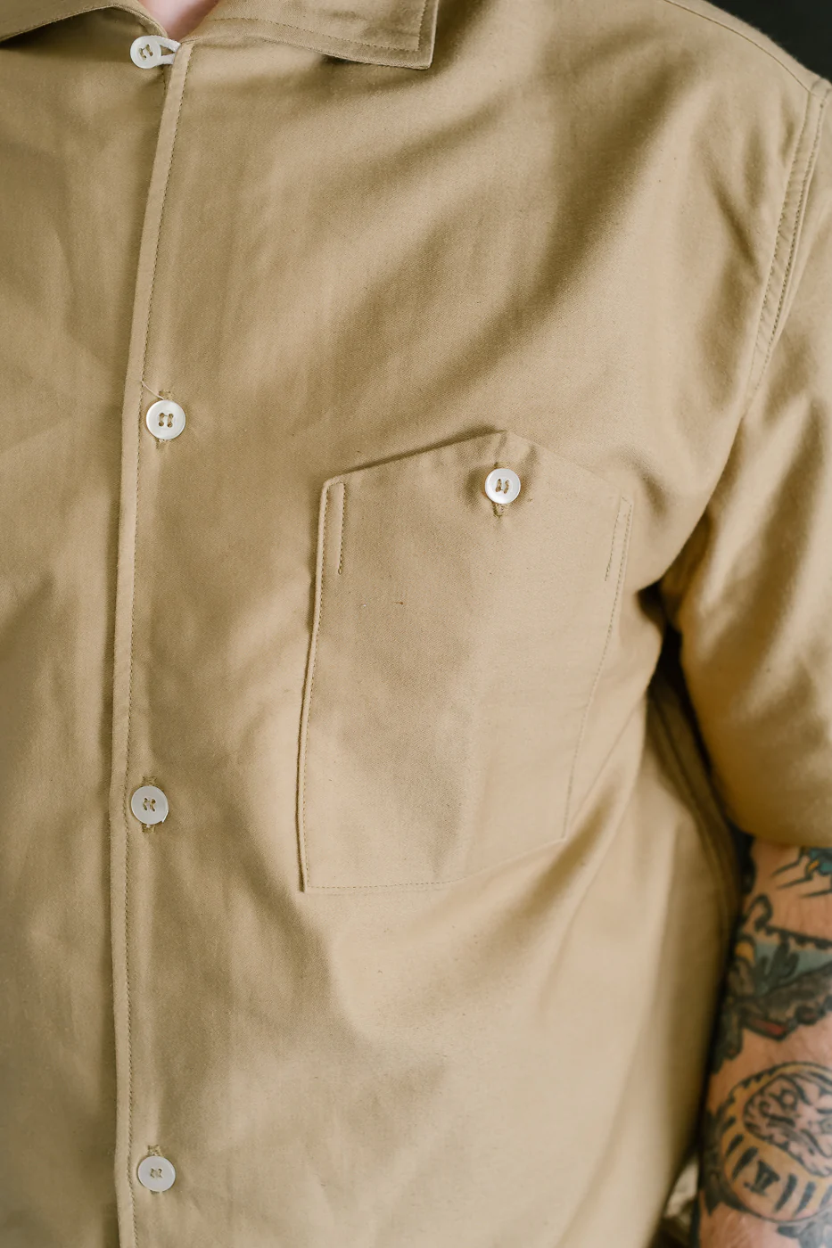 Lot 3091 - S/S Open Collar Shirt - Camel - Image 17