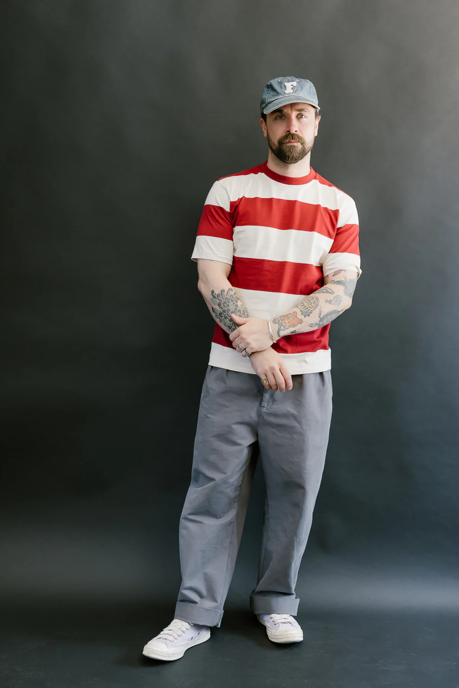 Lot 4108 - Border T-Shirt 4 Inch Stripe  - Bordeaux, Kinari - Image 5