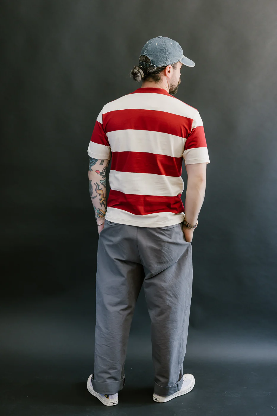 Lot 4108 - Border T-Shirt 4 Inch Stripe  - Bordeaux, Kinari - Image 7