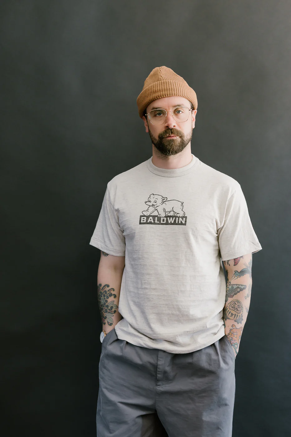 Lot 4601 - Baldwin Print T-Shirt - Oatmeal, Black - Image 11