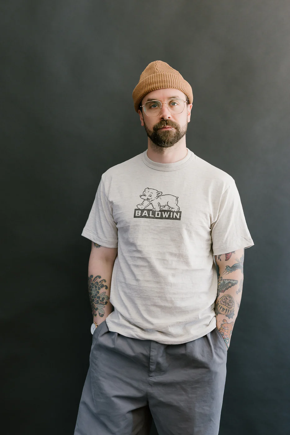 Lot 4601 - Baldwin Print T-Shirt - Oatmeal, Black - Image 12