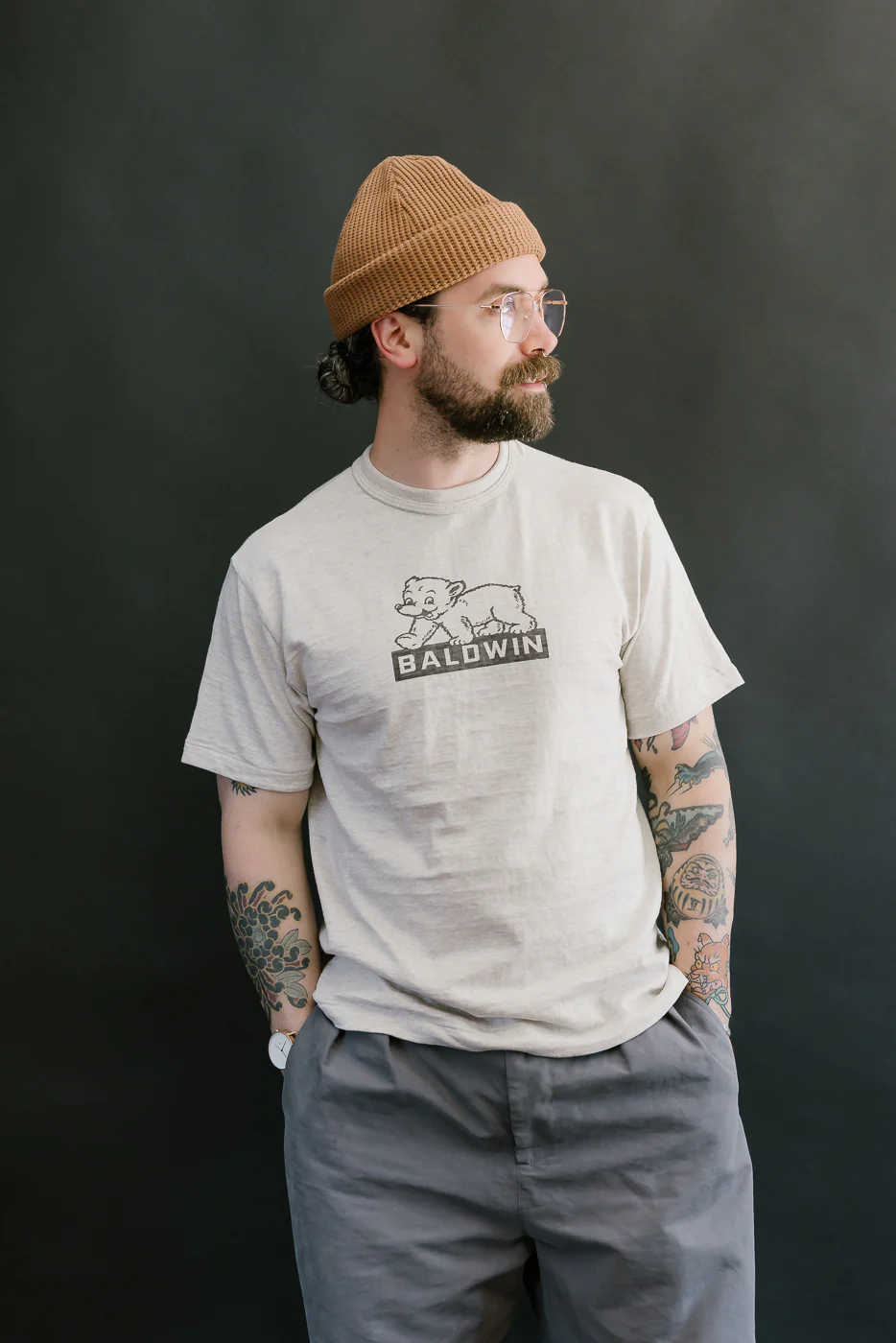 Lot 4601 - Baldwin Print T-Shirt - Oatmeal, Black - Image 7