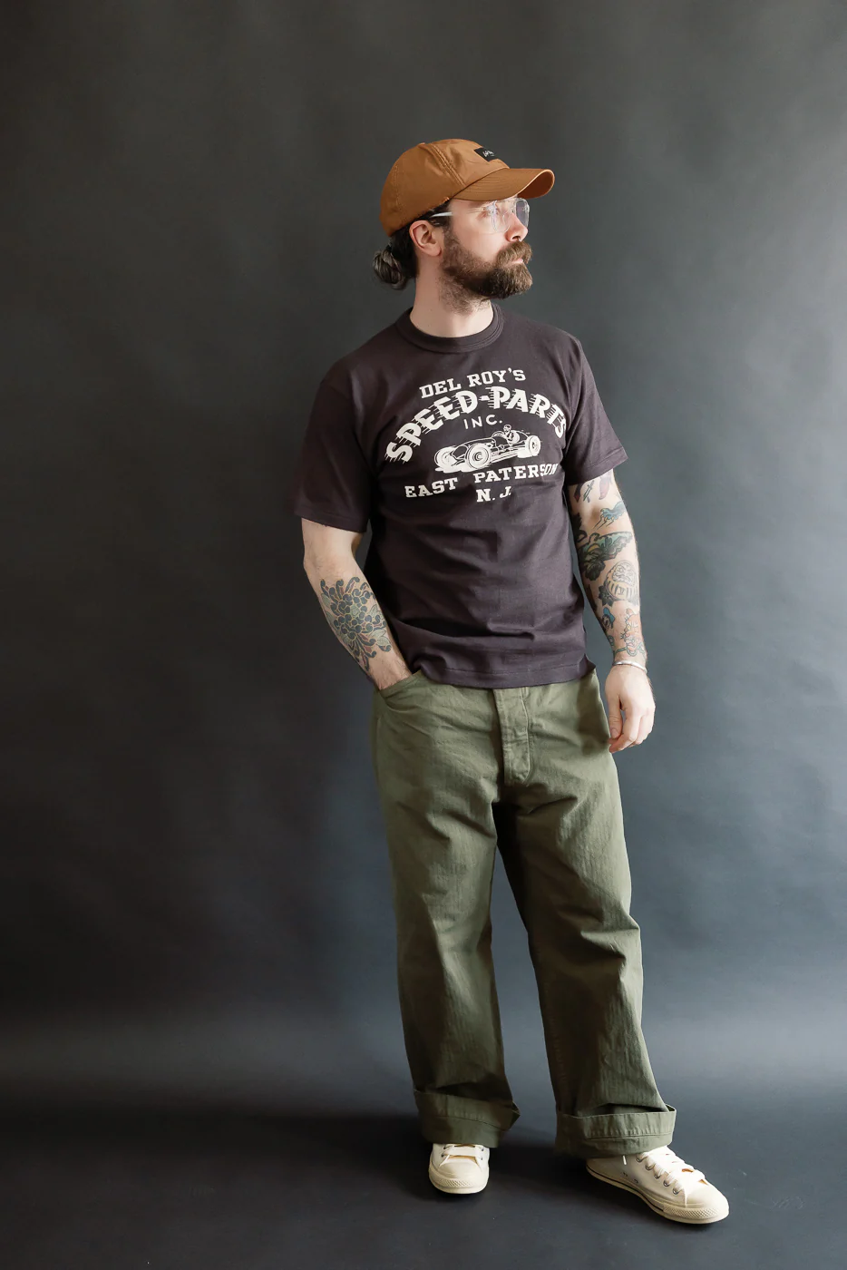 Lot 4601 - Slubby Cotton T-Shirt "Speed Parts" - Sumi - Image 5