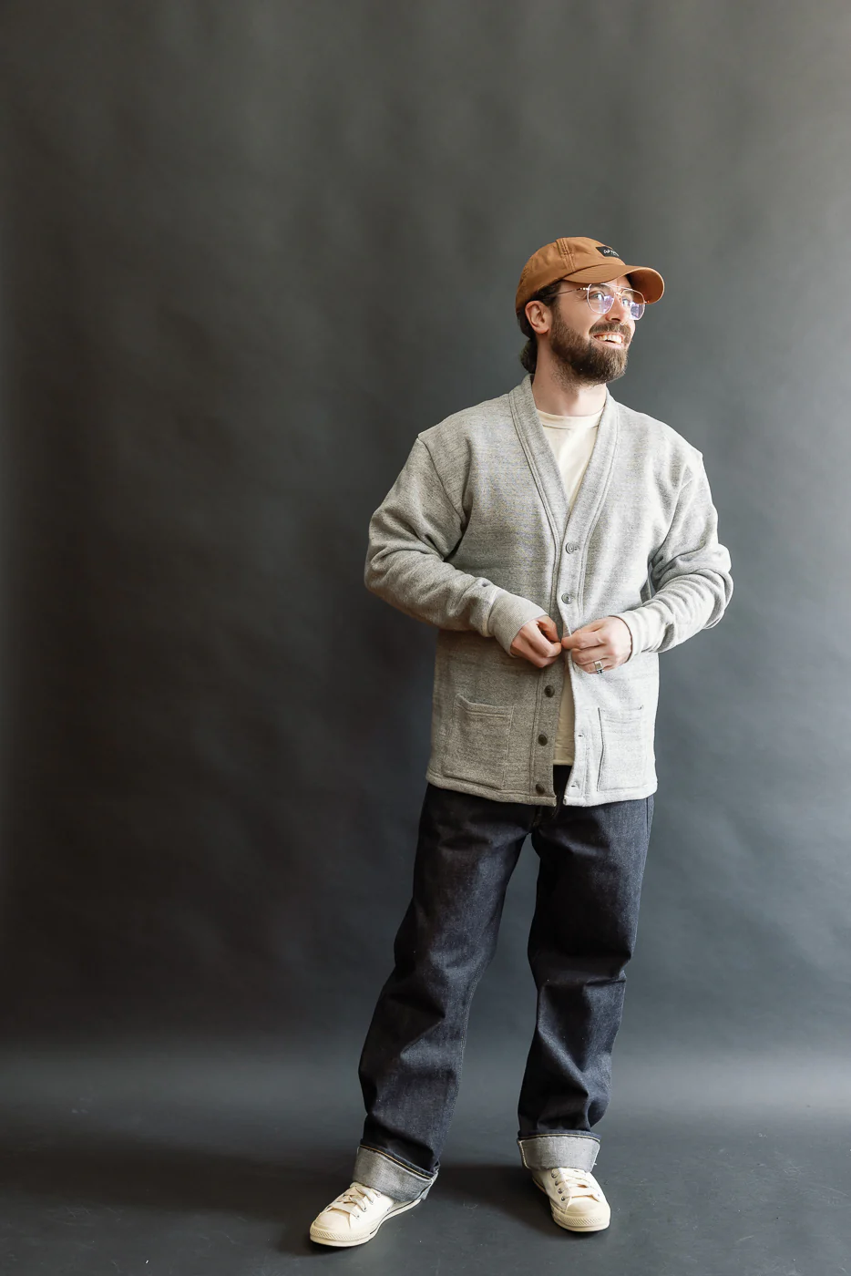 Lot 498 - 4 Needle Sweat Cardigan - Heather Grey - Image 5