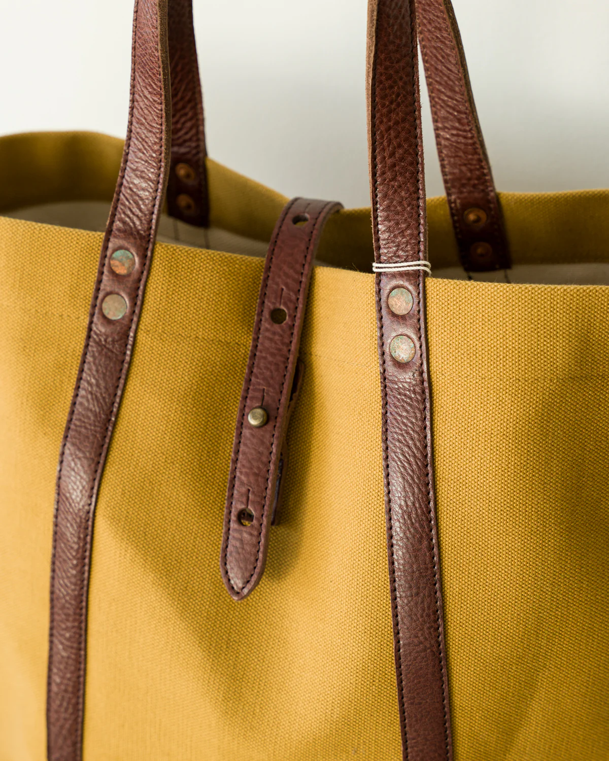 Lot 5220 - Leather and Canvas Tote Bag - Dark Beige - Image 3