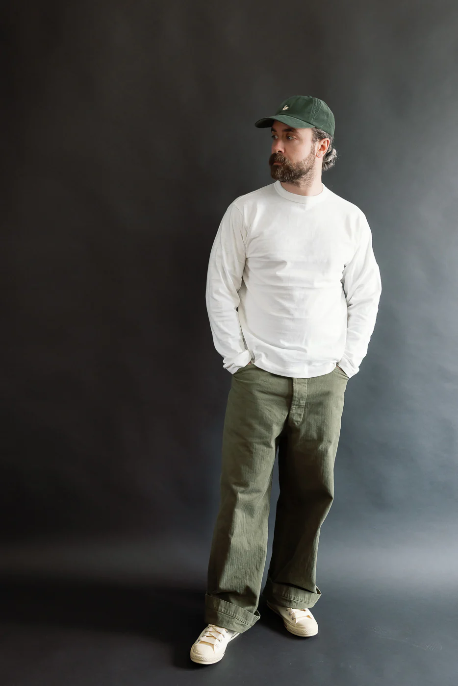 Lot 5906 - Slubby Cotton T-Shirt Long Sleeve - Off White - Image 5