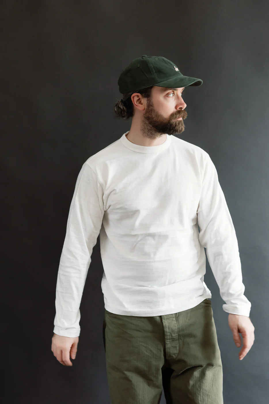 Lot 5906 - Slubby Cotton T-Shirt Long Sleeve - Off White - Image 9