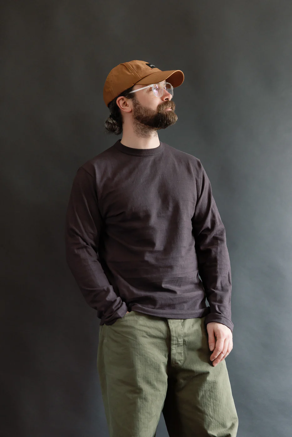 Lot 5906 - Slubby Cotton T-Shirt Long Sleeve - Sumi - Image 12