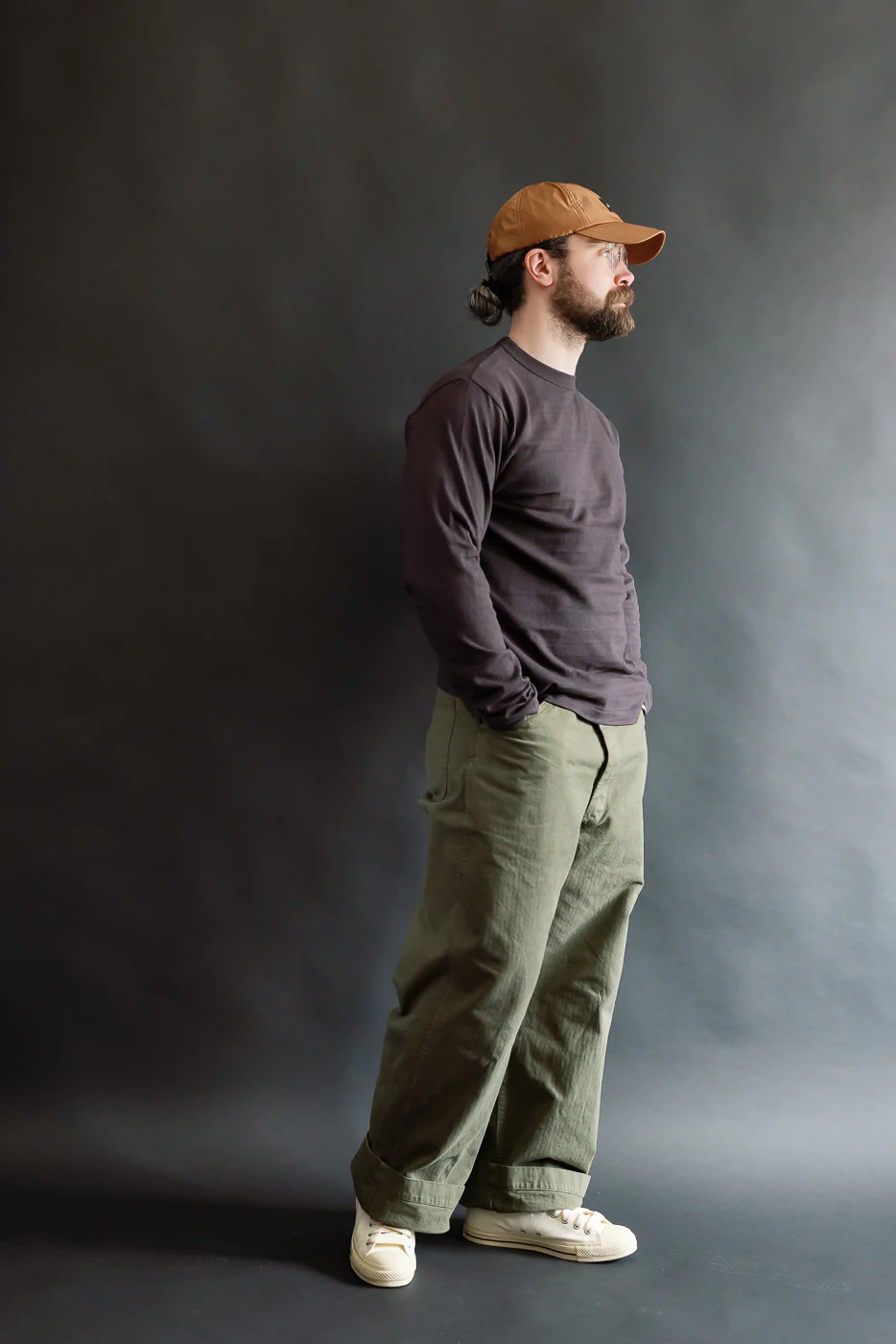 Lot 5906 - Slubby Cotton T-Shirt Long Sleeve - Sumi - Image 6