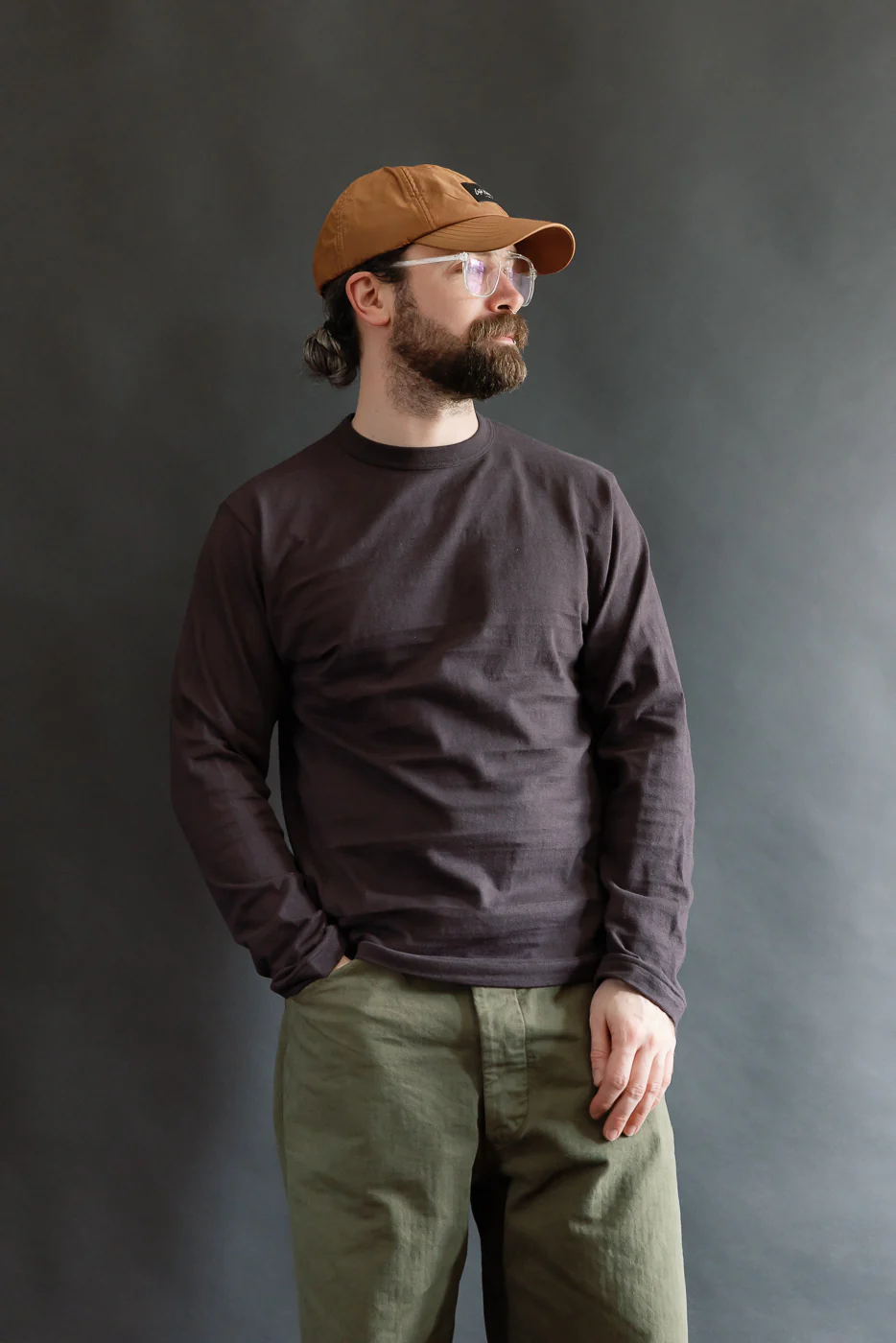 Lot 5906 - Slubby Cotton T-Shirt Long Sleeve - Sumi - Image 8