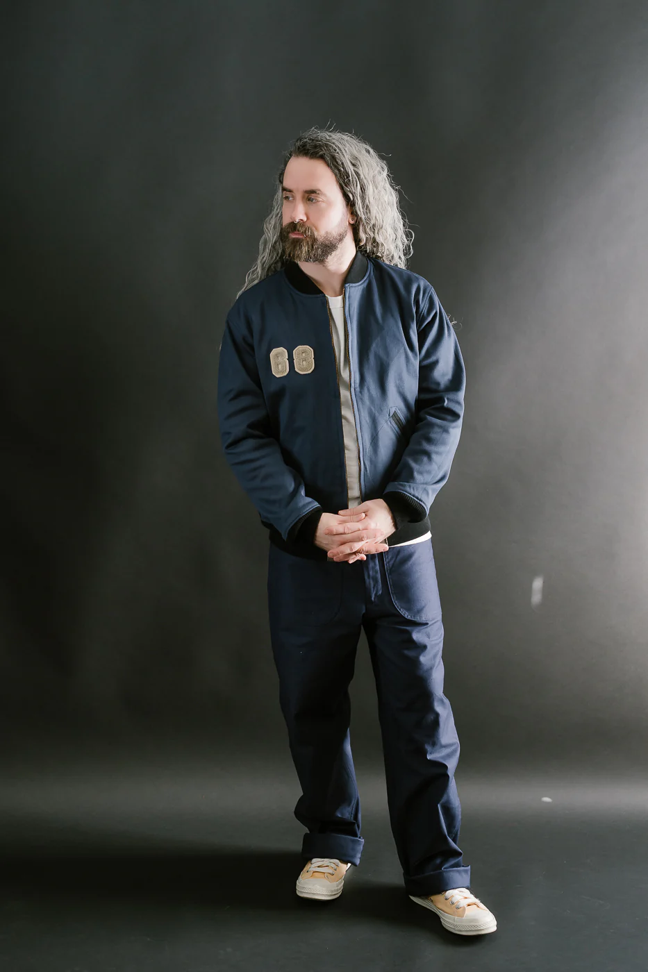 Lot JG-24 - Reversible Cadet's Varsity Jacket w/Patches - Grey, Blue - Image 24