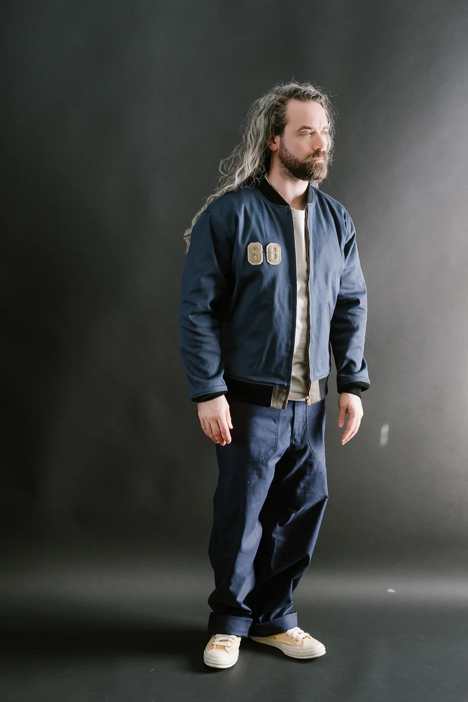 Lot JG-24 - Reversible Cadet's Varsity Jacket w/Patches - Grey, Blue - Image 25