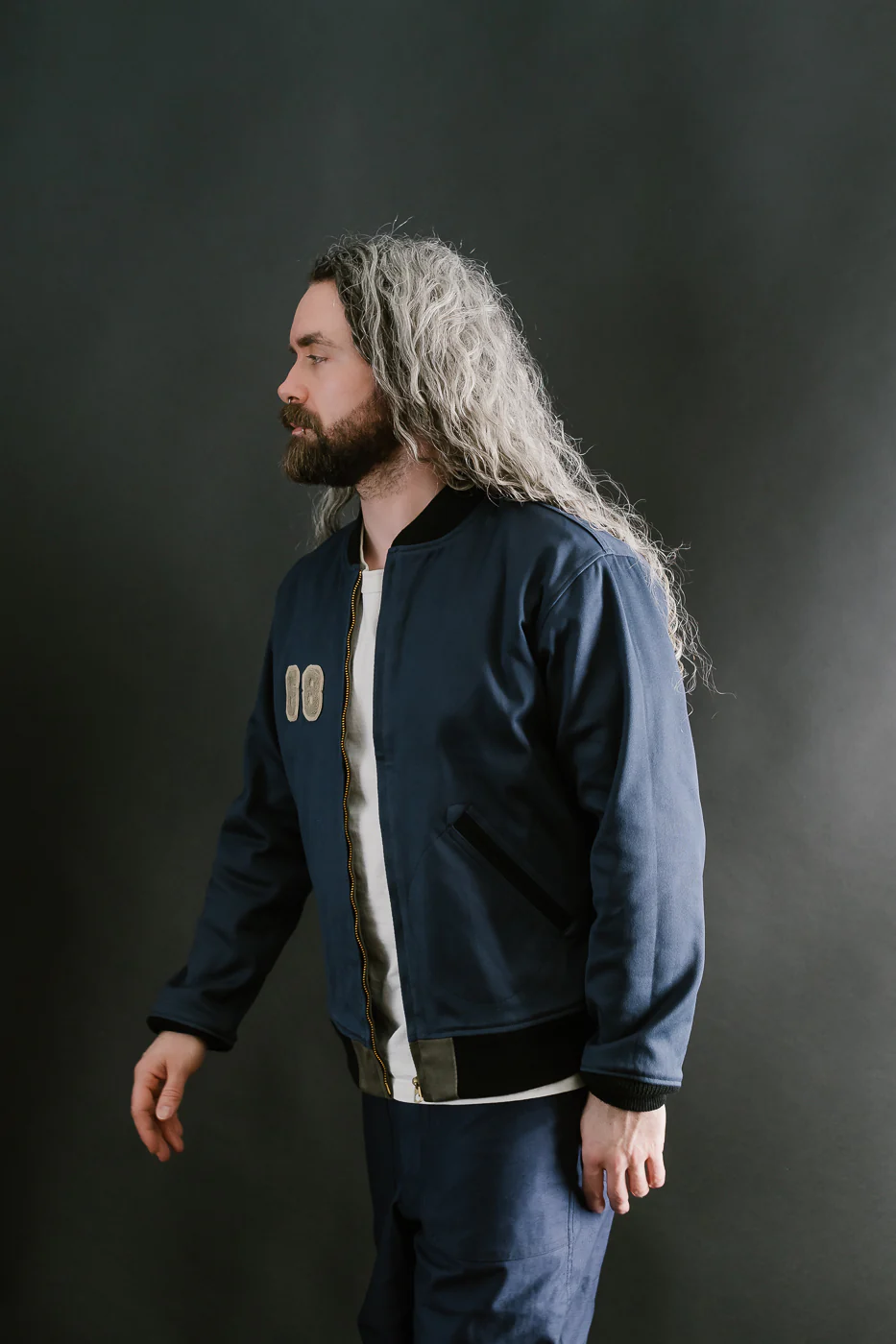 Lot JG-24 - Reversible Cadet's Varsity Jacket w/Patches - Grey, Blue - Image 31