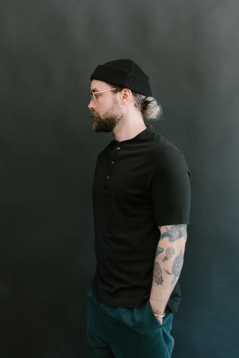 LRH1040 - Supima Cotton Henley - Royal Black - Image 10
