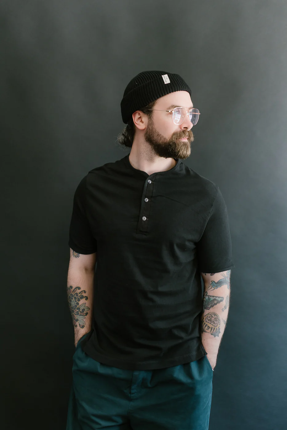 LRH1040 - Supima Cotton Henley - Royal Black - Image 15
