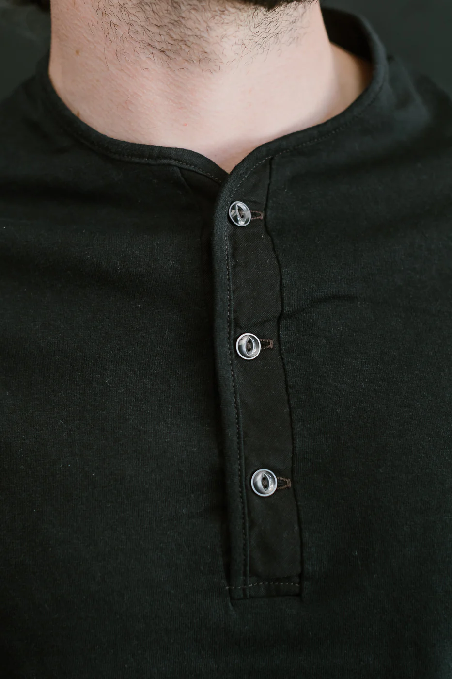 LRH1040 - Supima Cotton Henley - Royal Black - Image 16