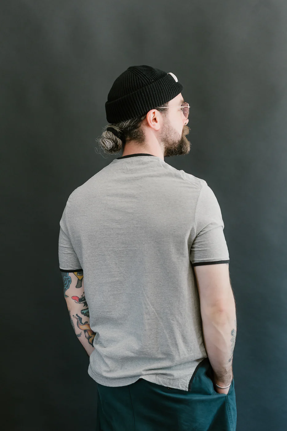 LRH1040 - Supima Cotton Henley - Two-tone Vintage Grey - Image 10