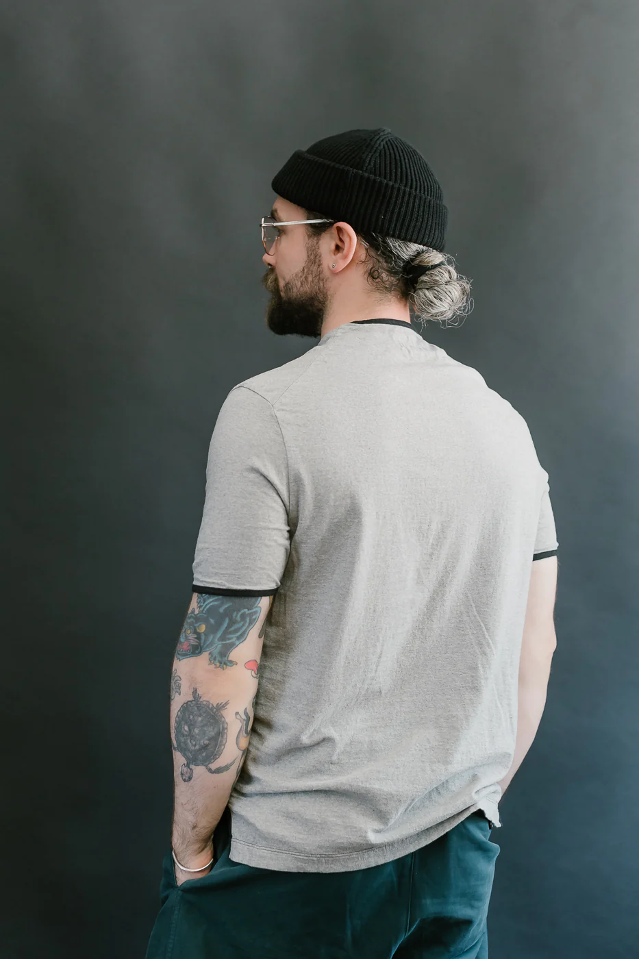 LRH1040 - Supima Cotton Henley - Two-tone Vintage Grey - Image 11