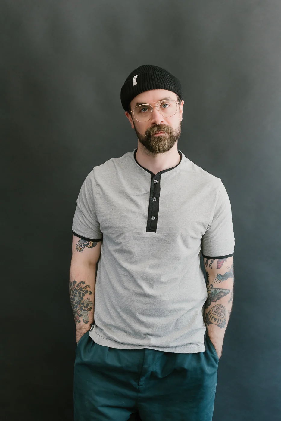 LRH1040 - Supima Cotton Henley - Two-tone Vintage Grey - Image 13