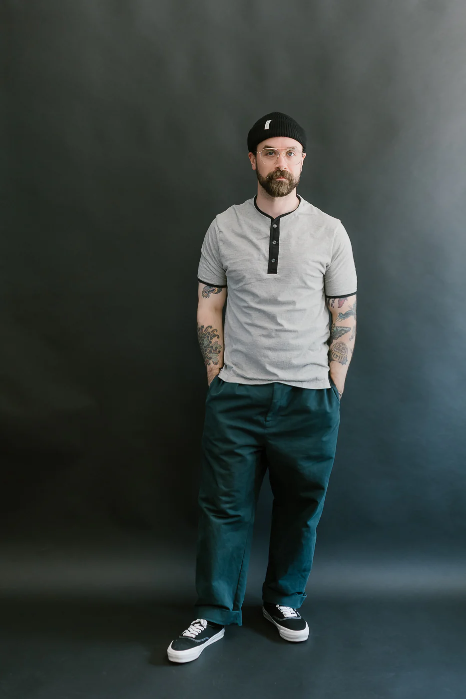 LRH1040 - Supima Cotton Henley - Two-tone Vintage Grey - Image 6