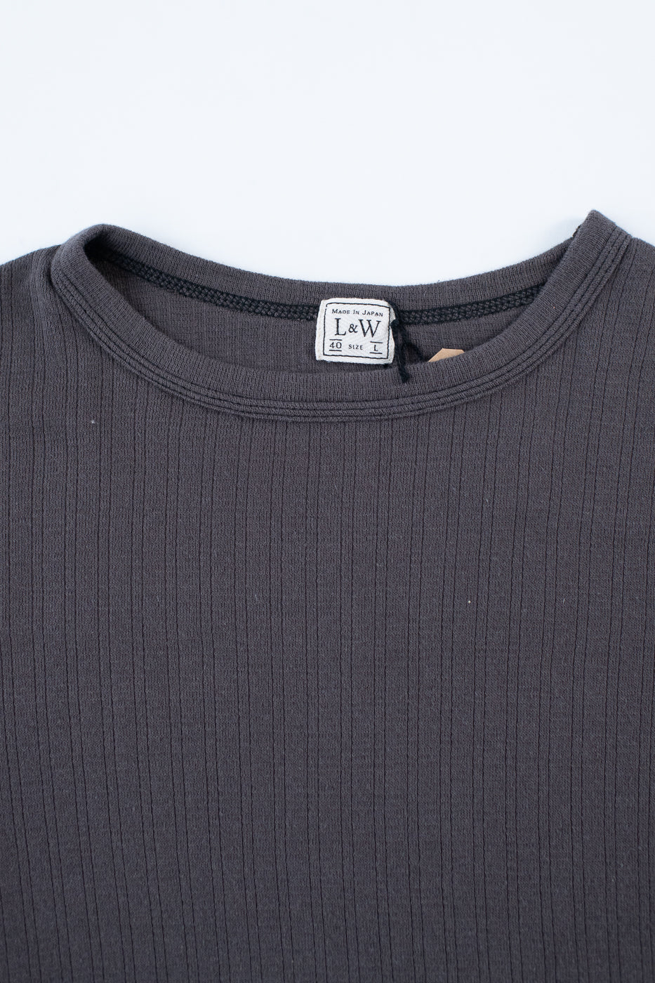 LRC1114 - Smooth Drop Needle Rib Knit LS Crew - Classic Black - Image 2
