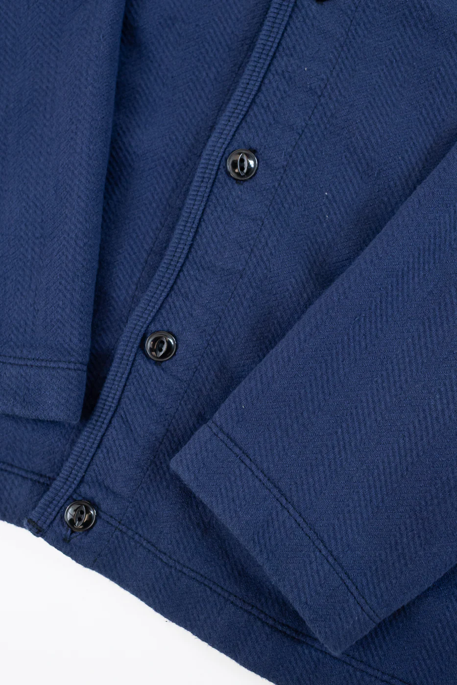 LRC1116 - Big Herringbone Pile Knit 50s Cardigan - French Navy - Image 4