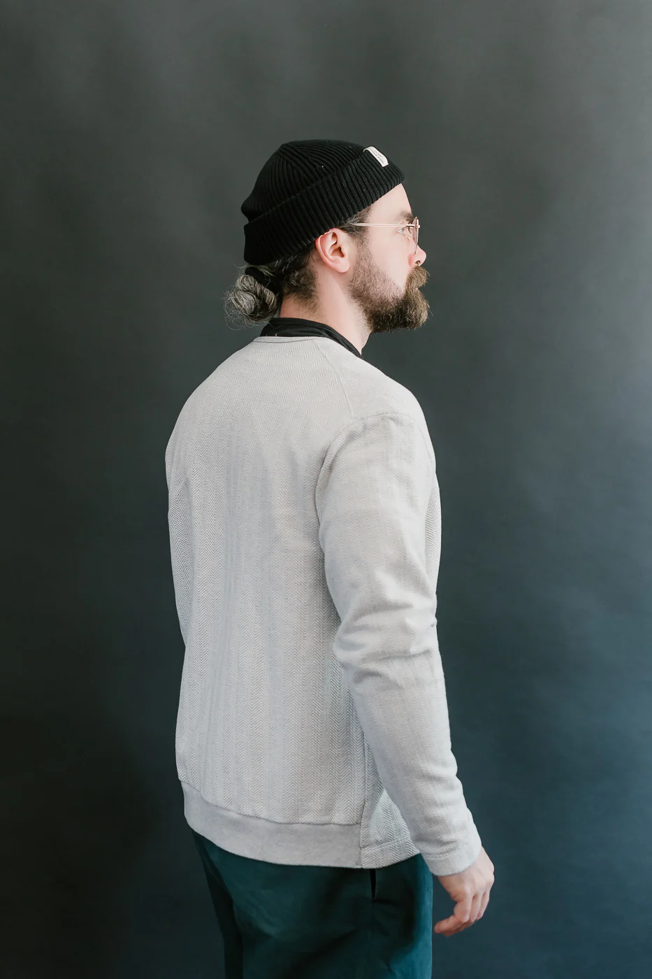 LRC1116 - Big Herringbone Pile Knit 50s Cardigan - Heather Grey - Image 11