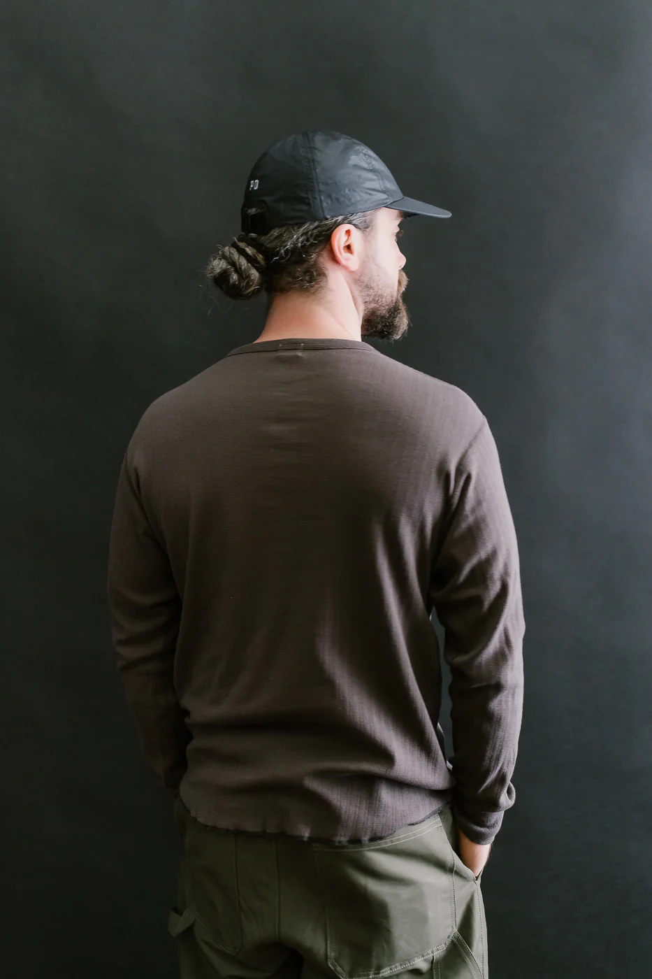 LRH1038 - Smooth Drop Needle Rib Knit Henley - Classic Black - Image 11