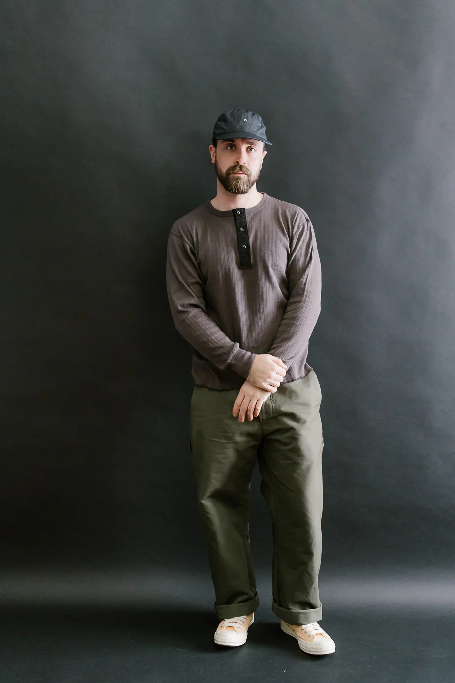 LRH1038 - Smooth Drop Needle Rib Knit Henley - Classic Black - Image 6