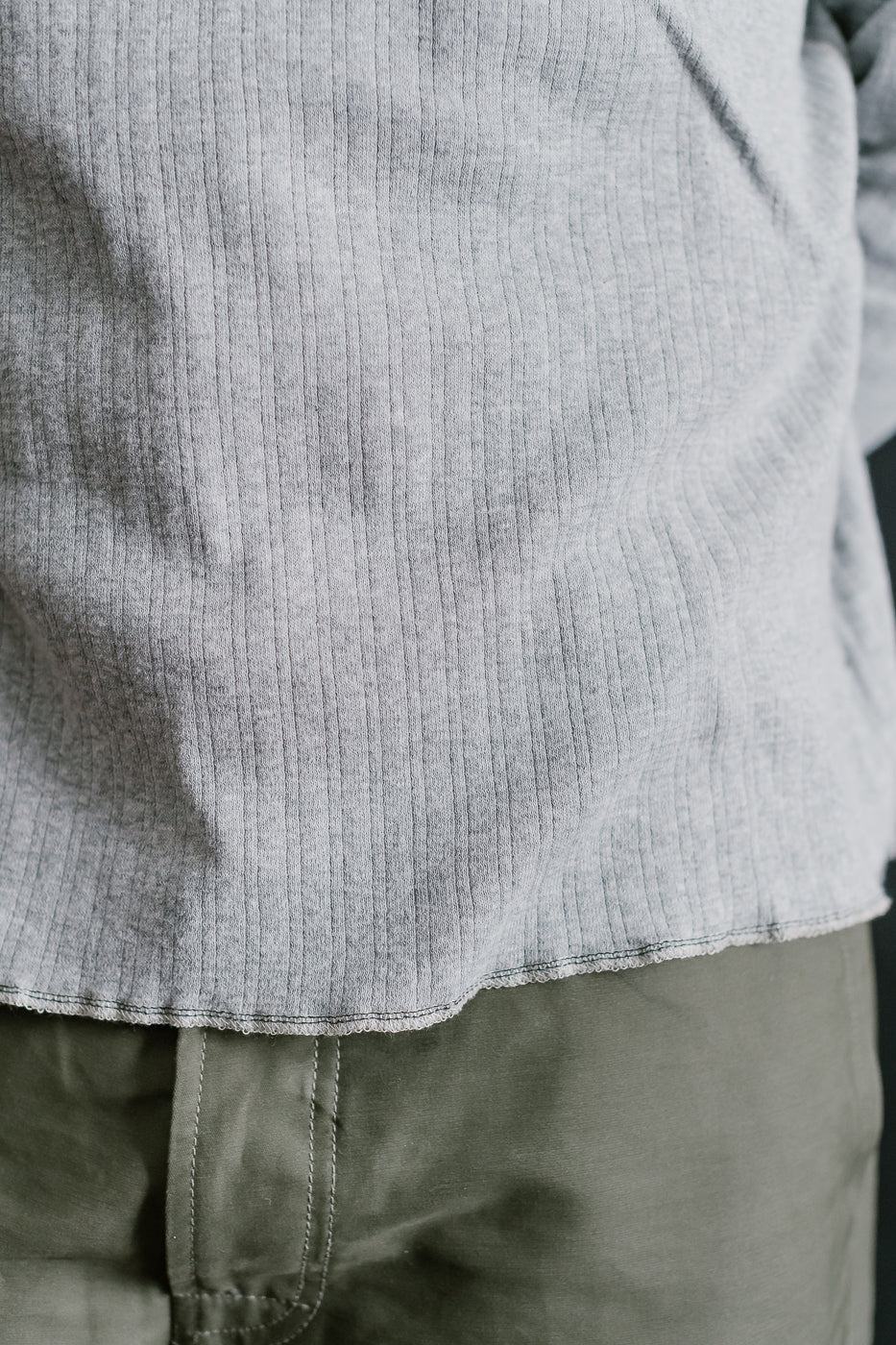 LRH1038 - Smooth Drop Needle Rib Knit Henley - Heather Gray 2Tone - Image 16