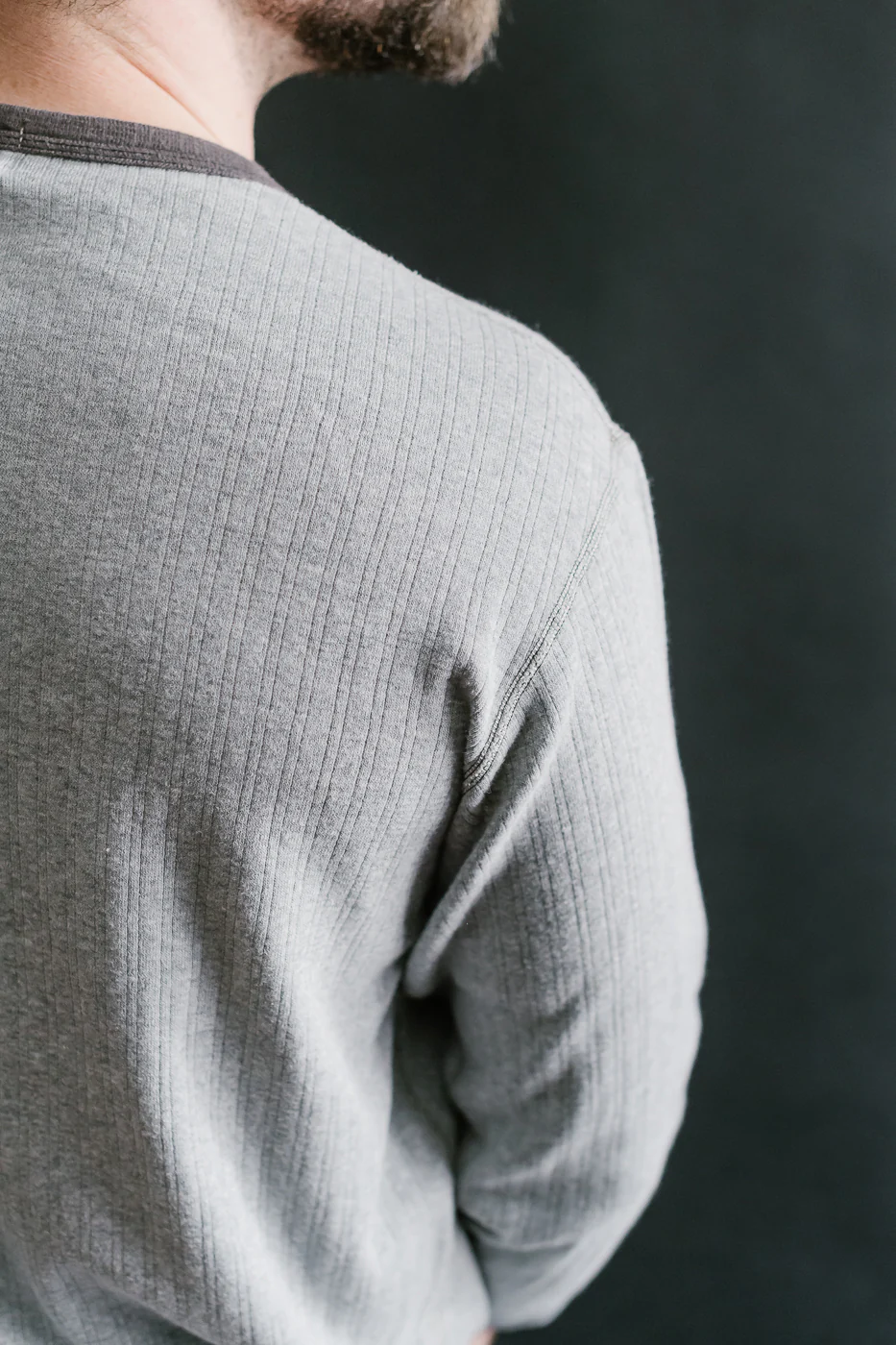 LRH1038 - Smooth Drop Needle Rib Knit Henley - Heather Gray 2Tone - Image 18
