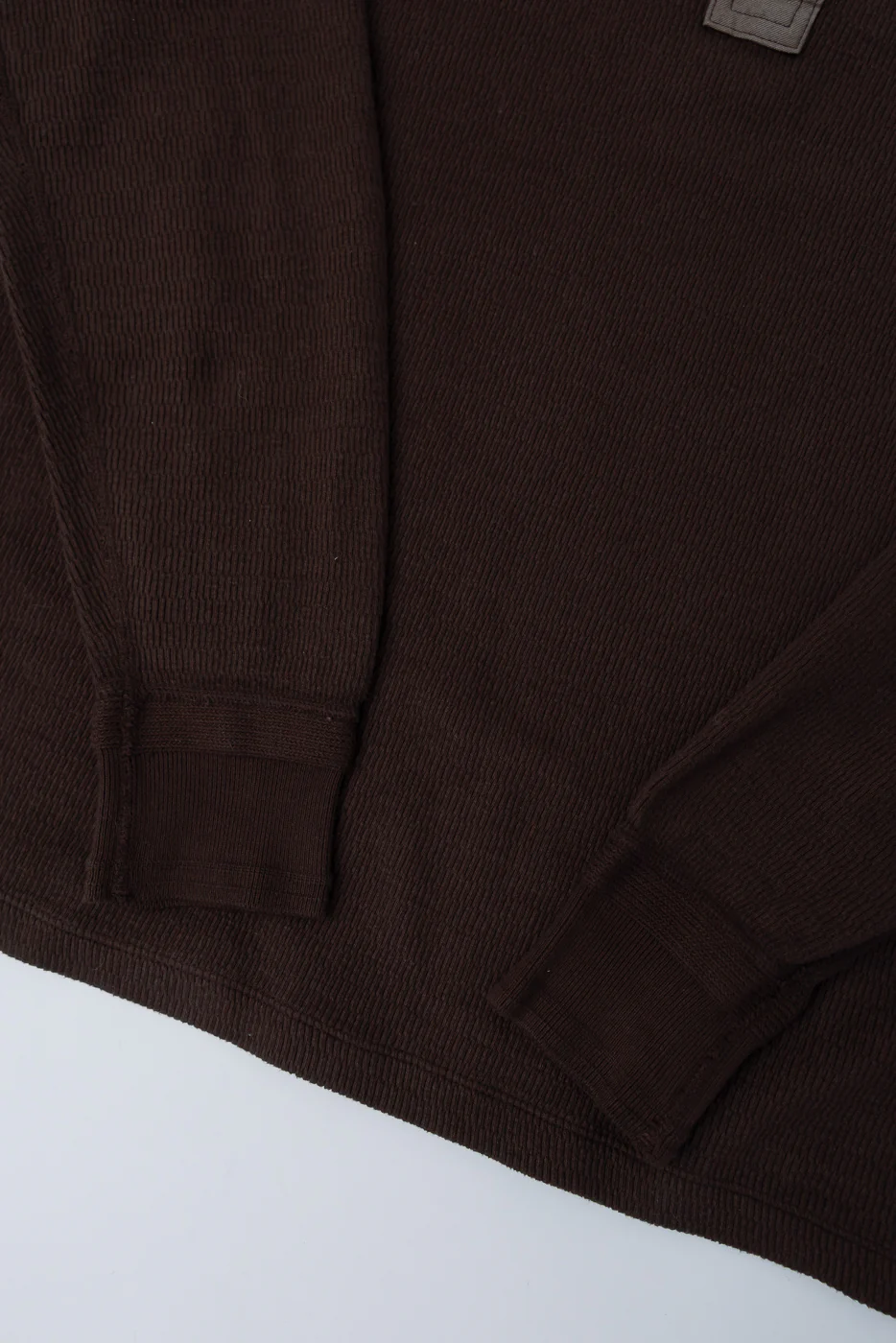 LRH1041 - Supima Long Sleeve Honeycomb Knit Henleyneck Thermal - Oak Brown - Image 3