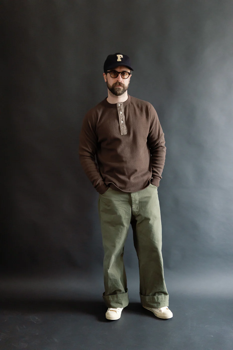 LRH1041 - Supima Long Sleeve Honeycomb Knit Henleyneck Thermal - Oak Brown - Image 6