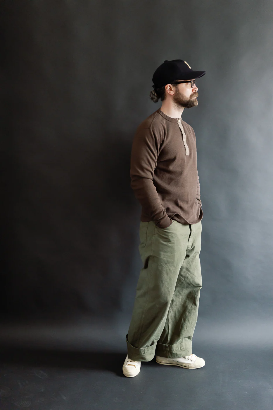 LRH1041 - Supima Long Sleeve Honeycomb Knit Henleyneck Thermal - Oak Brown - Image 7