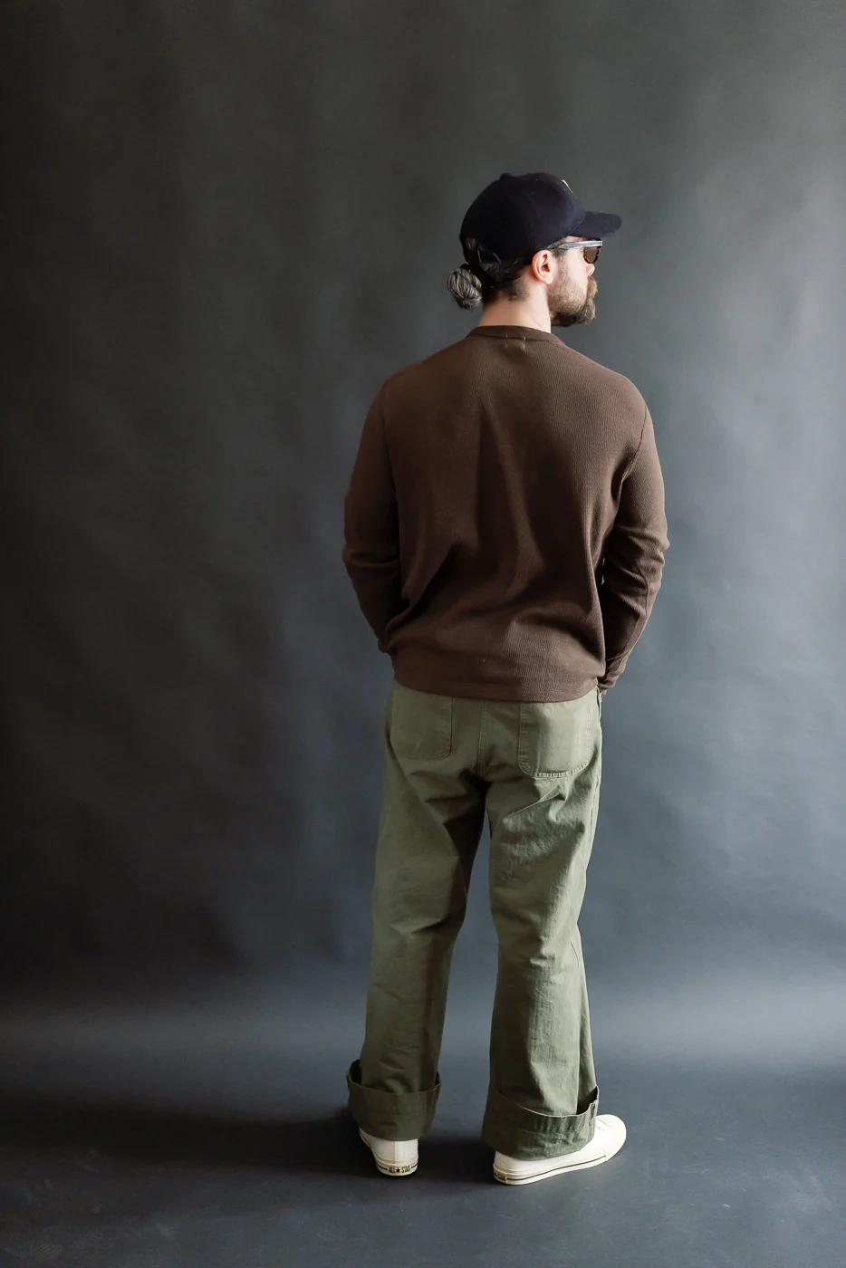 LRH1041 - Supima Long Sleeve Honeycomb Knit Henleyneck Thermal - Oak Brown - Image 8