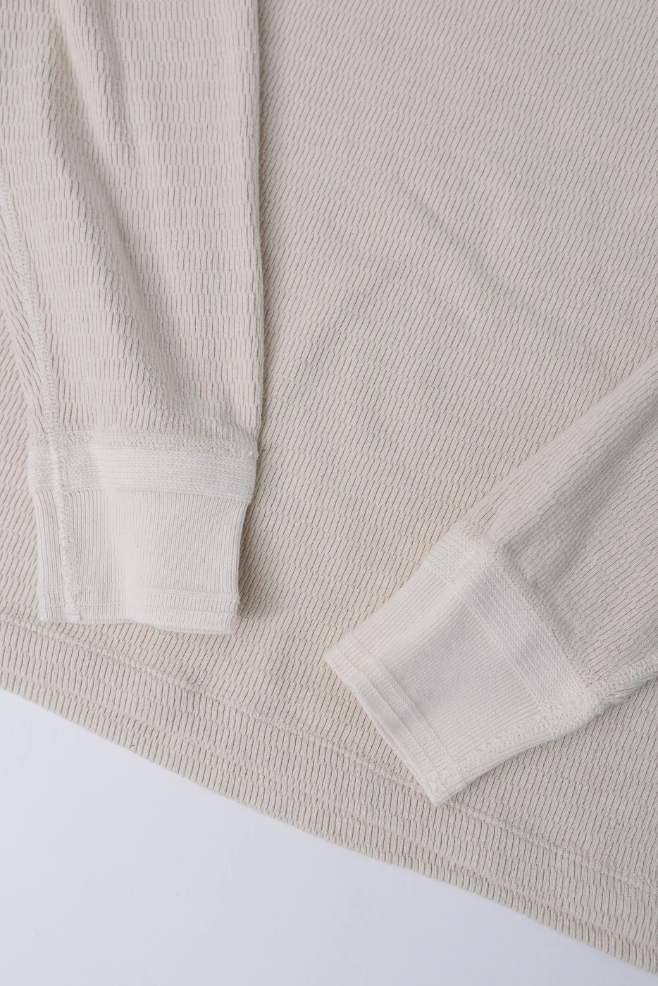 LRH1041 - Supima Long Sleeve Honeycomb Knit Henleyneck Thermal - Vintage Ivory - Image 3